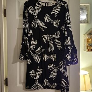 LOFT Black and White Bow Pattern Dress Size XS